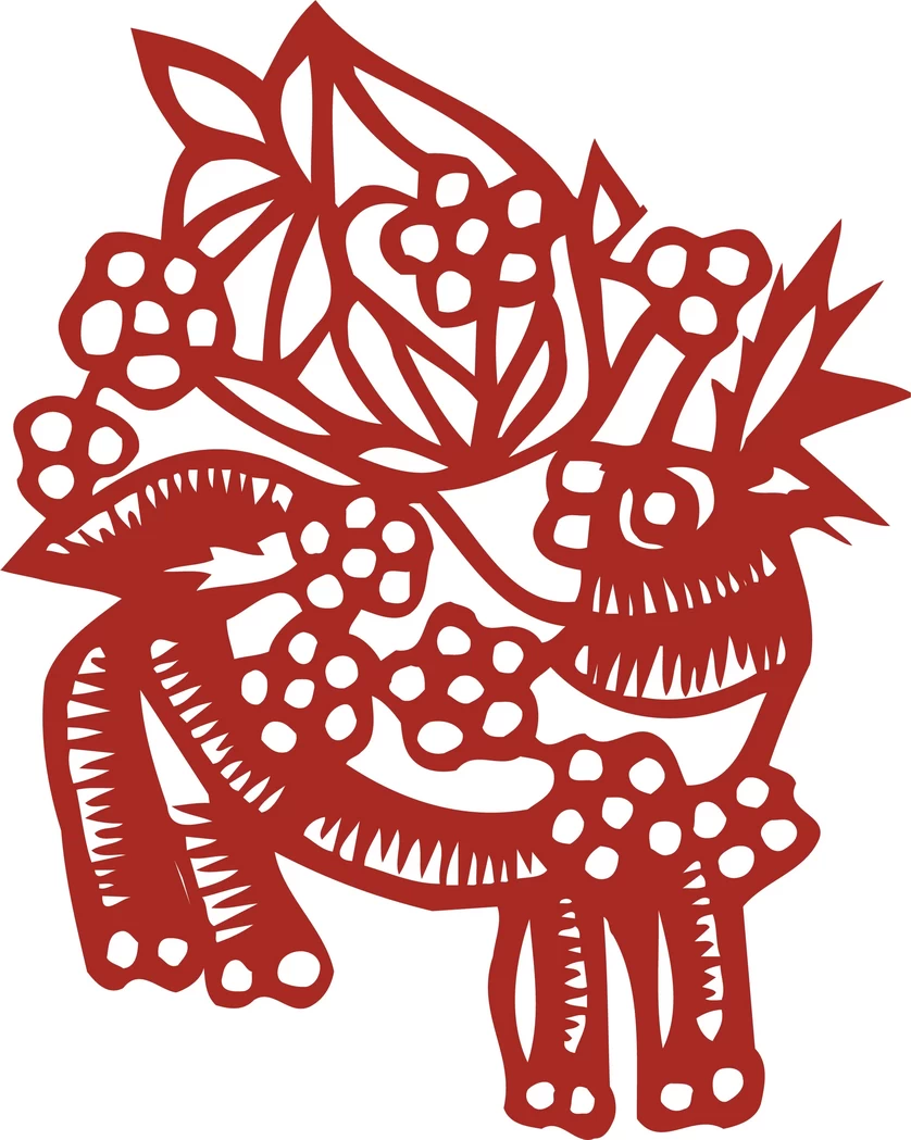中国风中式传统喜庆民俗人物动物窗花剪纸插画边框AI矢量PNG素材【279】